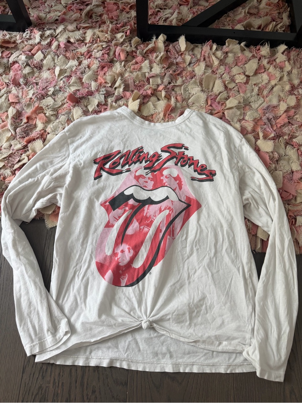 Daydreamer White Long-Sleeve Tee with Pink & Red Tongue Graphic